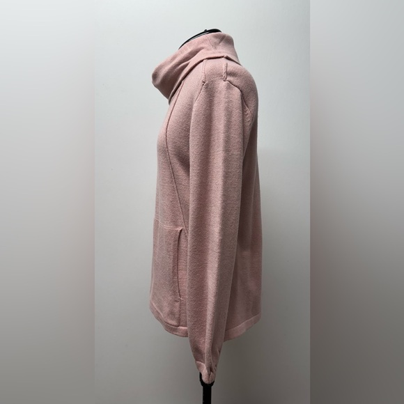 Cable & Gauge Cowl Neck Sweater Soft Pink Kangaroo Pocket Size Small Petite - Picture 3 of 9